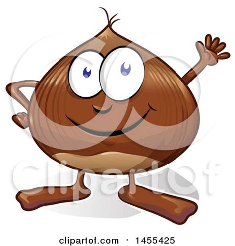 Clipart Of A Cartoon Chestnut Mascot Waving Royalty Free Vector