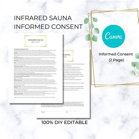 Detox Sauna Consent Form I Diy Editable Printable Page Canva Template