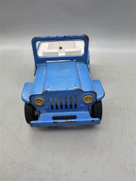 Tonka Jeep Cj 7 Press Metal Car Truck Toy 6 Blue Fold Down