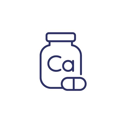 Premium Vector Calcium Supplement Line Icon Bottle And Capsules