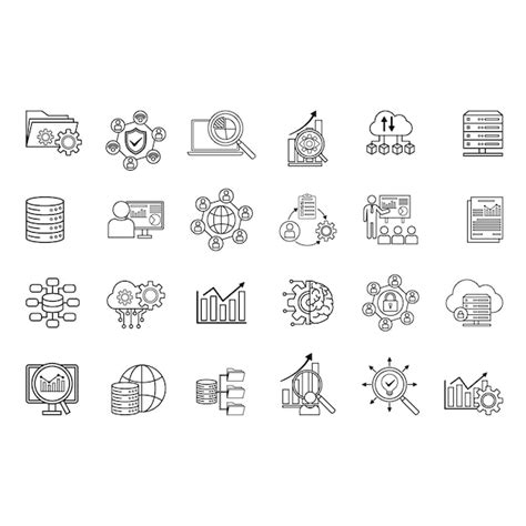 Conjunto de iconos de análisis de datos Vector Premium