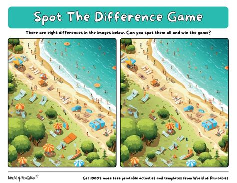 beach spot  difference printable