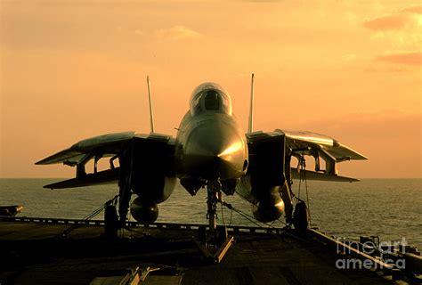 F-14B Tomcat in the Sunset Glow, USS Ranger Photograph by Wernher Krutein