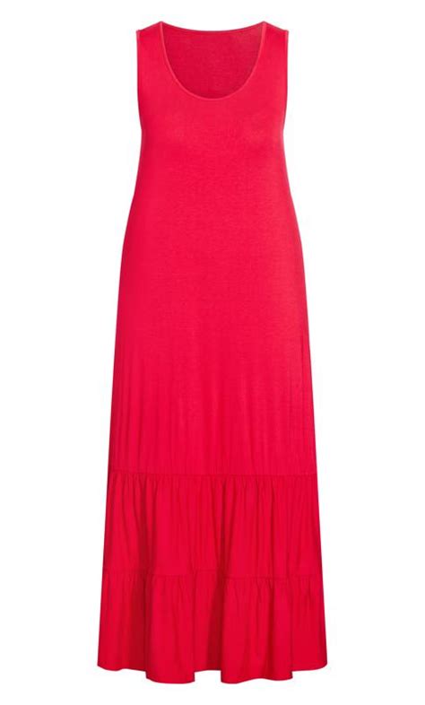 Evans Red Frill Hem Maxi Dress Evans