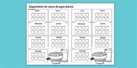 Lista De Control Seguimiento De Agua Diaria Twinkl