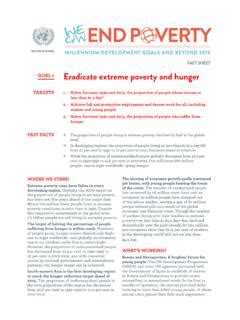 FACT SHEET GOAL 1 Eradicate Extreme Poverty And Hunger Fact Sheet