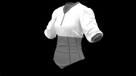 Blouse With Corset Marvelous Designer 3d Model Cgtrader