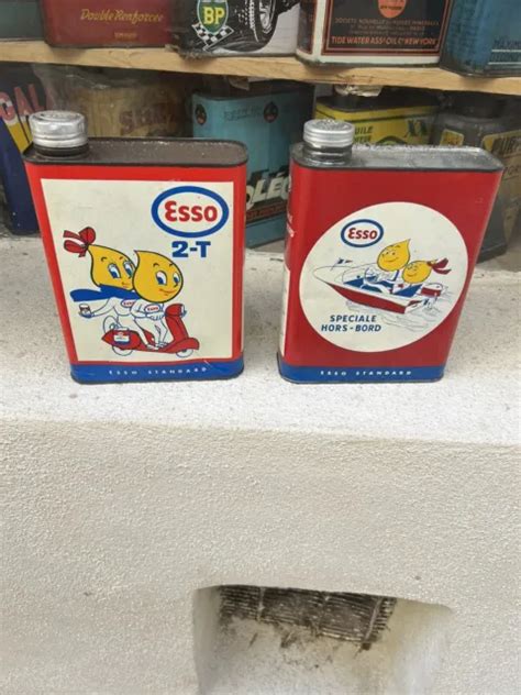 Hord Bord Esso Vendu Disponible Vespa Bidon Huile Ancien Oil Can Tin