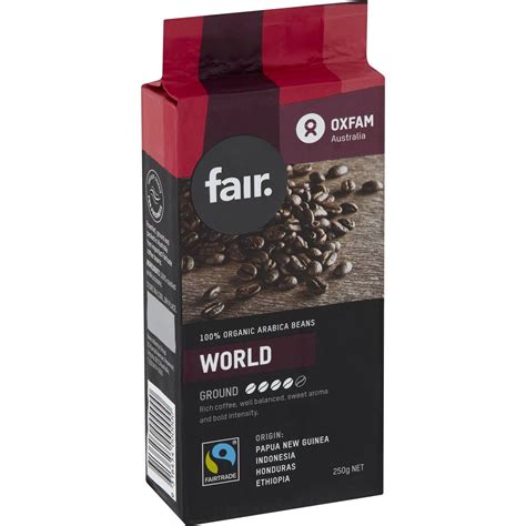 Oxfam Organic Fair Trade Ground World Blend Coffee 250g Woolworths