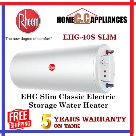 Rheem Water Heater Ehg 40s Slim Electric Storage Heater 40l 5 Years