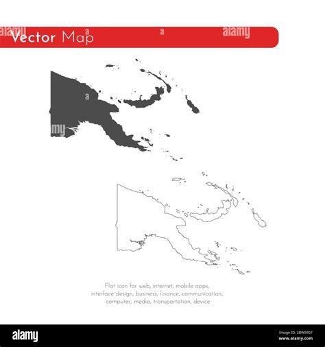 Vector Map Papua New Guinea Isolated Vector Illustration Black On