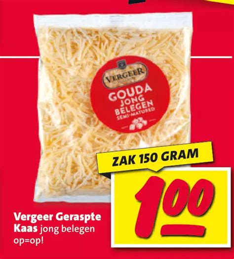 Vergeer Geraspte Kaas Jong Belegen Op Op 150g Aanbieding Bij Nettorama