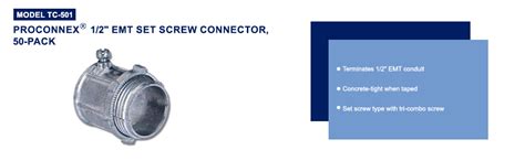 Sigma Engineered Solutions Proconnex Tc Emt Set Screw Connector