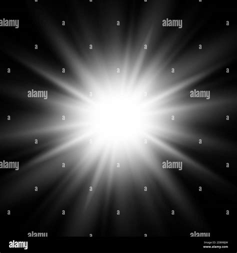 Bright Blinding Sun On A Black Background Illustration Stock Photo