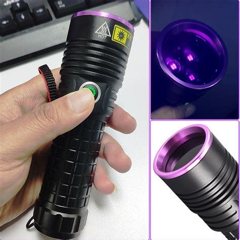 60W 365nm UV Light 3LED Flashlight Blacklight USB Rechargeable