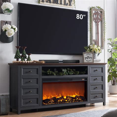 Buy SinCiDo Fireplace TV Stand For TVs Up To 80 Inches Farmhouse