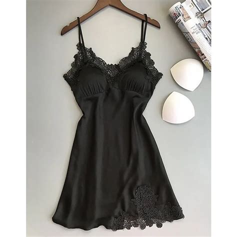 Women Sexy Sleepwear Plus Size Nightwear Lace Silk Satin Night Dress Hot Stain Nighties Lingerie