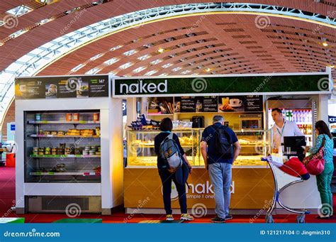 People Buying Food From Naked Food Stand At Paris Charles De Gaulle CDG