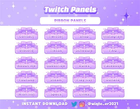 Twitch Cute Purple Ribbon Panels Kawaii Streamer Pastel Etsy