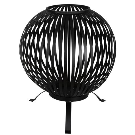 Esschert Design Fire Pit Ball Stripes Black Carbon Steel FF400 Home