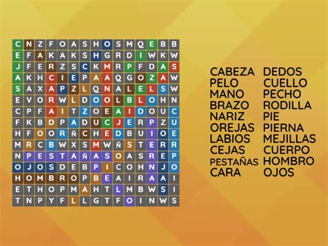 Sopa De Letras Partes Del Cuerpo Wordsearch