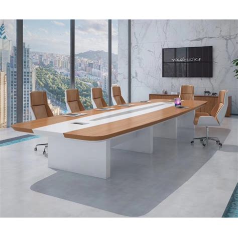 Pure White Color Conference Table Assembled Meeting Room Furniture