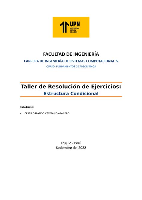 Taller De Resoluci N De Ejercicios Facultad De Ingenier A Carrera De