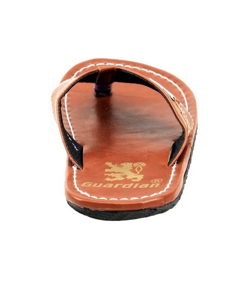 Guardian Brown Leather Flip Flops For Men Price in India- Buy Guardian Brown Leather Flip Flops ...