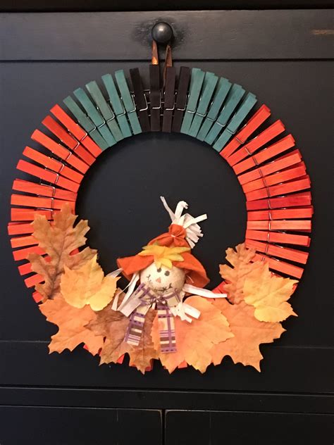 Creative Pinning By Nadine Clothes Pin Wreath Fall Decor Dollar Tree