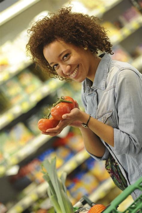 Womenshopping Supermarket Shopping Cart Retail Grocery Prod Stock