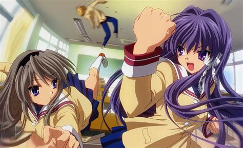 Download Youhei Sunohara Tomoyo Sakagami Kyou Fujibayashi Anime Clannad Hd Wallpaper