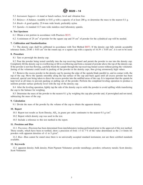 Astm B Standard Test Method For Apparent Density Of Metal