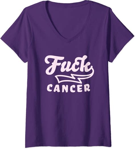 Amazon Womens Fuck Cancer Shirt Cancer Survivor Awareness V Neck