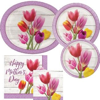 Tulip Blossoms Mothers Day Paper Plates Napkins Party At Lewis