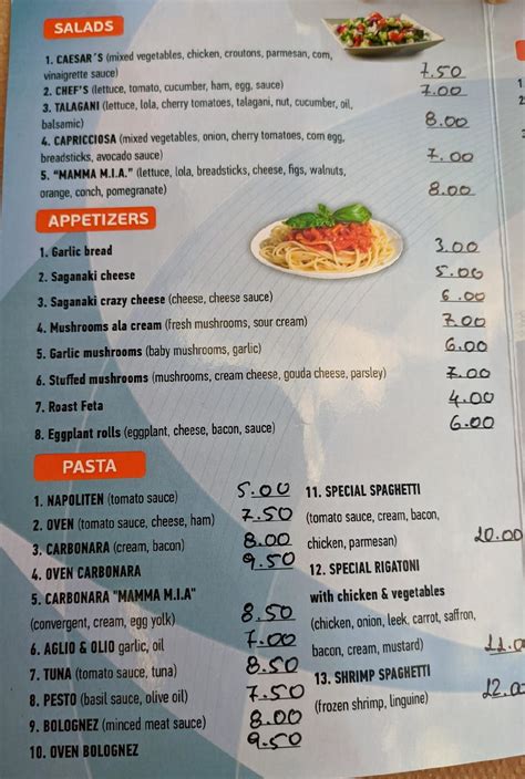 Menu At Mama Mia Pizza Limni