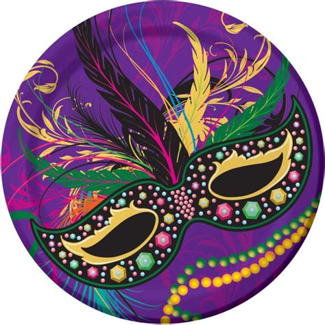 Mardi Gras Masks 9-inch Plates: Party at Lewis Elegant Party Supplies, Plastic Dinnerware, Paper ...