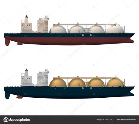 Lng Tankers Spherical Type Side View Isolate White Rendering Stock