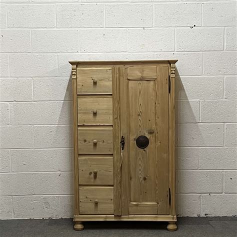 Tall Slim Antique Pine Larder Cupboard With Drawers in Antique Cupboards