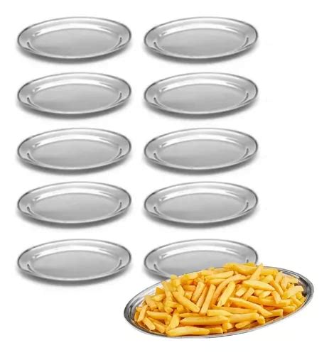 Kit 10 Bandeja Travessa Oval Inox Grande Porção Atacado Frete grátis