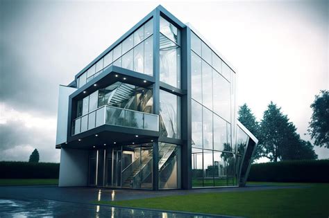 Premium Photo | Modern futuristic architecture with glass facade hitech ...