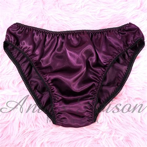 Sissy Panties Purple Shiny Satin Hipster Full Cut Bikini Sissy Mens