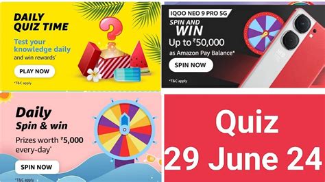 Daily Amazon Quiz Time Iqoo Neo 9 Pro 5g Spin And Win Quiz Daily Spin