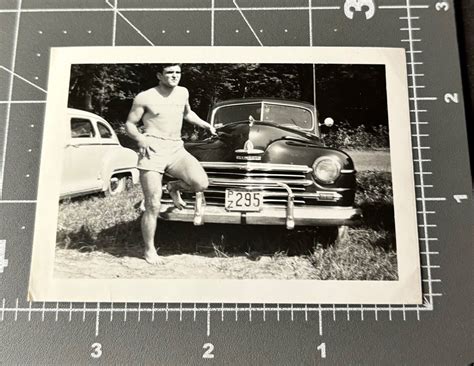 Muscle Man Beefcake Shirtless Swimsuit Feet Bulge Antique Gay Int Snapshot Photo