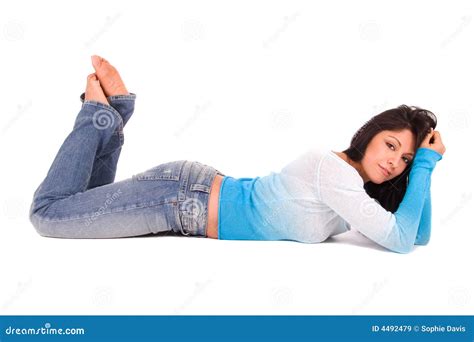 Jolie Latina Image Stock Image Du Courbe Brun Denim 4492479