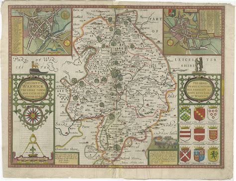 Antique Map Of Warwickshire By Speed C1614