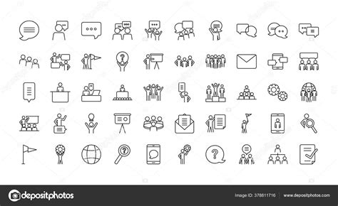 Pictograma Conjunto De Iconos De Personas Estilo De L Nea Vector De