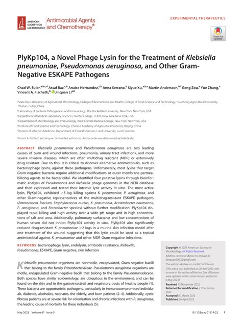 Plykp A Novel Phage Lysin For The Treatment Of Klebsiella