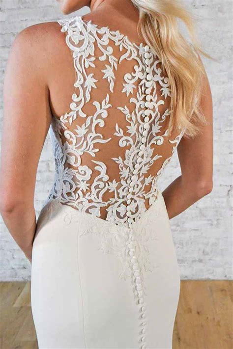 Modest Column Wedding Dress With Stunning Back Detail