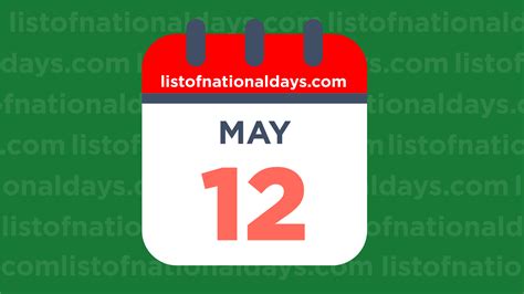 MAY 12TH: National Holidays, Observances & Famous Birthdays