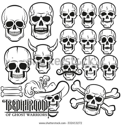 Skull Set Emotions On White Background Stock Illustration 332613272